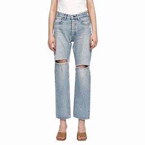 MOUSSY Vintage Teaneck Straight Leg Distressed Light Wash